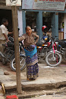 Old lady waiting in Kathmandu