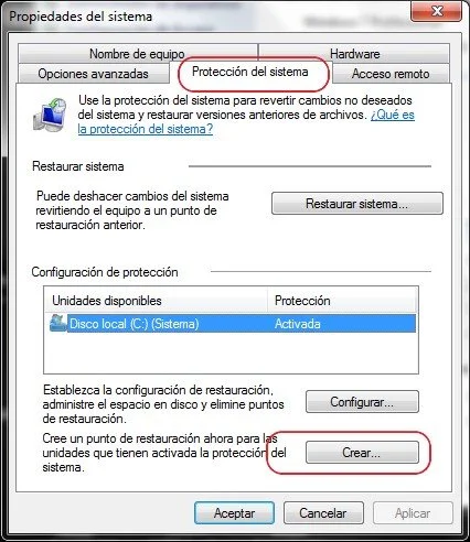 punto de resturacion
