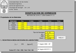 Dosificacion de hormigon metodo ACI 211.1 EHE