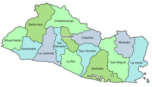 mapa de los departamentos de El Salvador mapa de los departamentos de El Salvador