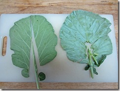 de-stemming collards