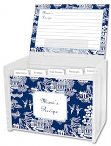 blue and white chinoiserie recipe box