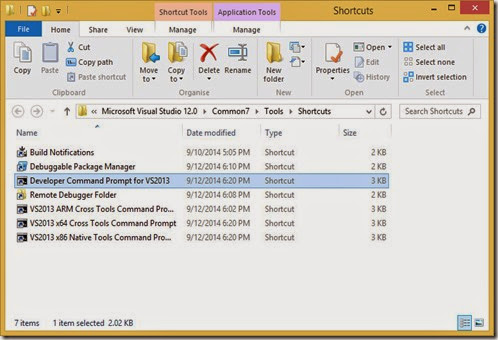 Developer Command Prompt shortcut Developer Command Prompt shortcut