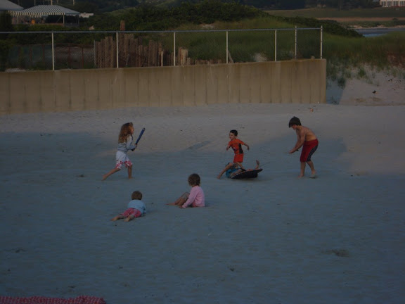 The kids at dusk at Hazard's Beach