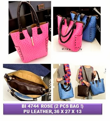 BI 4744 ROSE (213.000) 2 Pcs bag,PU Leather, 36 x27 x 13