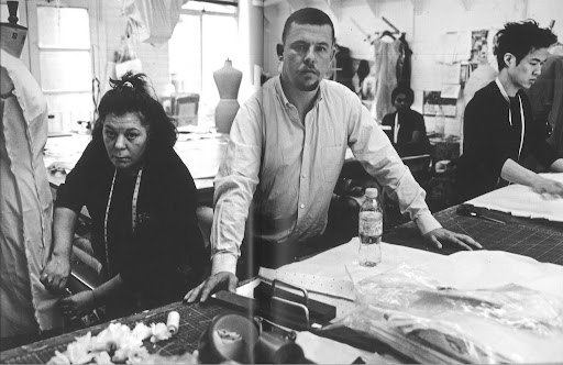 McQueen in his design studio in London. McQueen in his design studio in London.