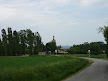 Riudellots village centre, council over to left behind trees