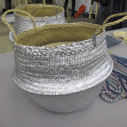 I also love these straw baskets that Silke dipped in metallic silver paint.