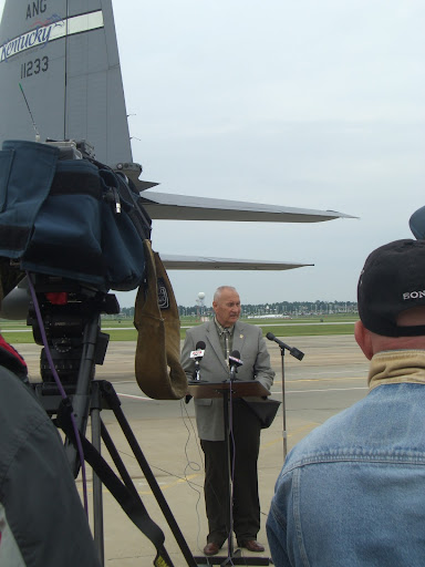Greene County Commissioner Harold Bensch told participants and the media he was extremely impressed by what he had seen during the drill. (Photo credit: Jennifer Moore)