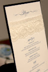 A detail of the menu, which also boasted lace trim. A detail of the menu, which also boasted lace trim.