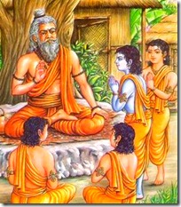 Shri Rama and brothers at the school of the guru