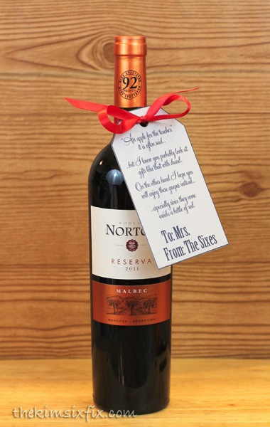Teacher gift wine