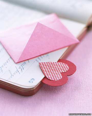Another kind of bookmark that is sweet and easy to make. http://www.marthastewart.com/273705/heart-bookmark