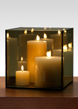 Reflective mirror candle holder.