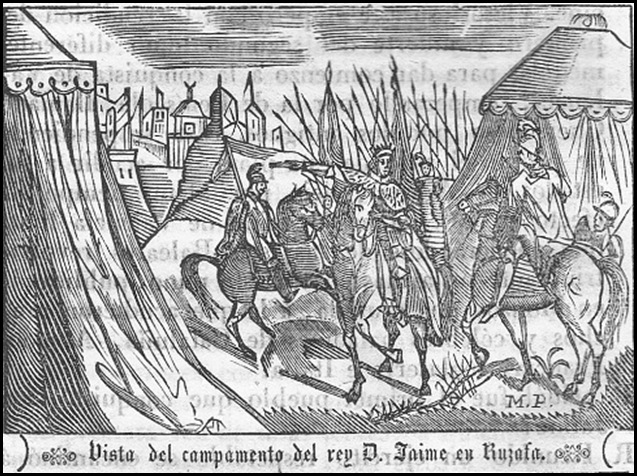 Capitulacion de Valencia_ Jaume I en Ruzafa. Grabado. Mitad siglo XIX Capitulacion de Valencia_ Jaume I en Ruzafa. Grabado. Mitad siglo XIX