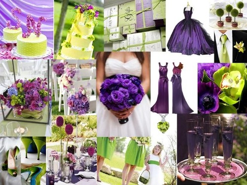 purple and pink and green wedding