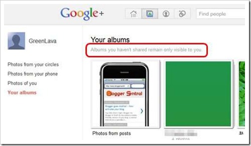 google plus unshared photos not visible to others
