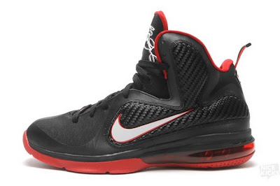 nike lebron 9 gr black white red 10 01 Releasing Now: Nike LeBron 9 Black & Red Miami Heat