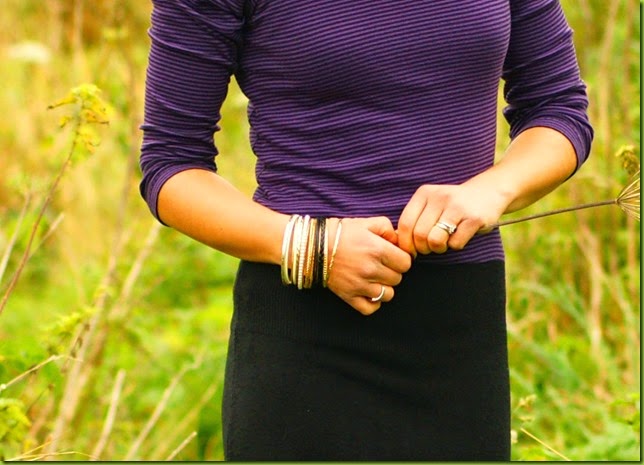 purple bodycon dress in a field