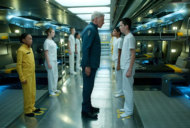 HARRISON FORD (center) and ASA BUTTERFIELD (right) star in ENDER'S GAME Photo: Richard Foreman Jr., SMPSP © 2012 Summit Entertainment, LLC. All Rights Reserved.  