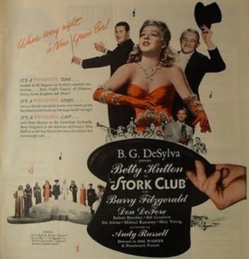 1940s Vintage Movie Poster ADVERTISEMENT Hollywood BETTY HUTTON Stork Club Illustration