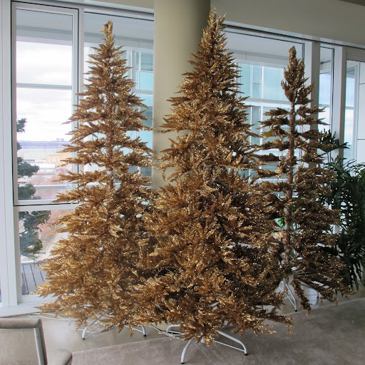 The trees from Grandin Road are the Martha Stewart Gold Tinsel tree.