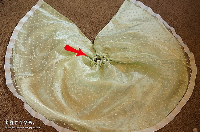 Make a Christmas tree skirt from a girls dress - choosetothrive.blogspot.com
