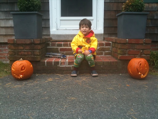 Our three goofy pumpkins.