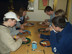 Explorers eating breakfast