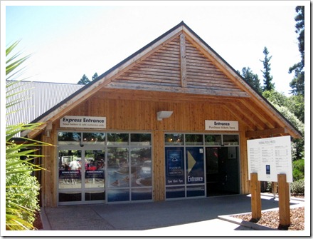 The modern frontage of the Hanmer Springs thermal pools.