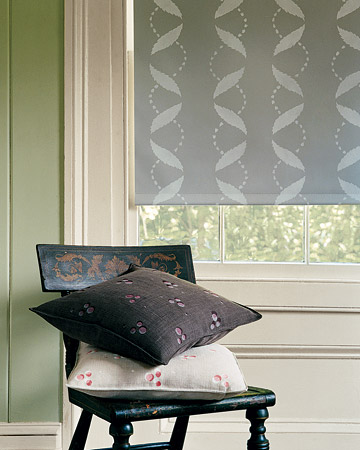 This charming white-on-gray pattern shows up best on a vinyl blackout shade.