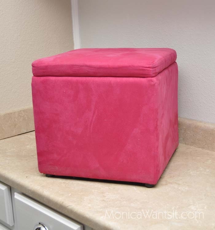 Vintage Inspired No Sew Ottoman {DIY Tutorial} Monica Wants It