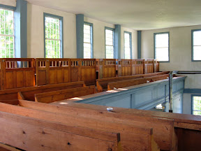 The original pews remain in the gallery.