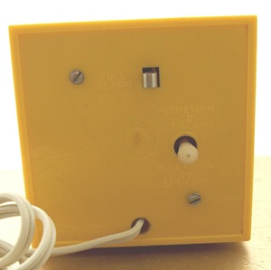 Westclox Minicube alarm clock, yellow