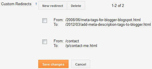 Custom Redirect Settings Blogger