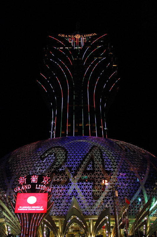 Vibrant Grand Lisboa Hotel at Night