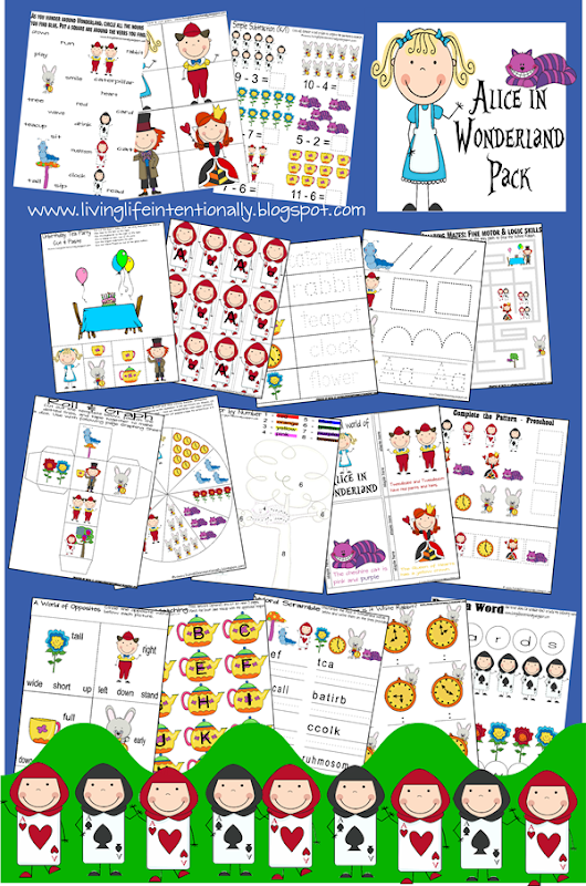 Worksheets for Kids Alice in Wonderland for PreK-3rd grade #disney #preschool