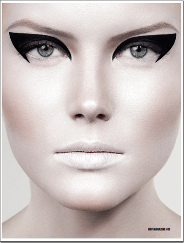 Фотосессия для HUF Magazine NY волос и макияж Марианна Мукучян (Marianna Mukuchyan) ,красивый макияж глаз, глаза выражены, подчёркнуты яркими, чёрными стрелками.