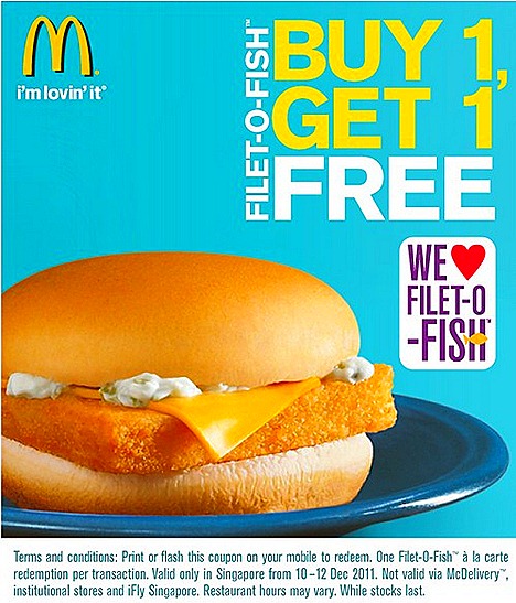 McDonalds Filet O Fish One for One Singapore offers