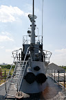 Her har vi kommet oss ombord på ubåten USS Drum.