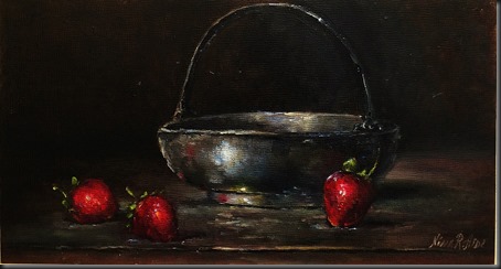 Silver and Strawberries 6x12