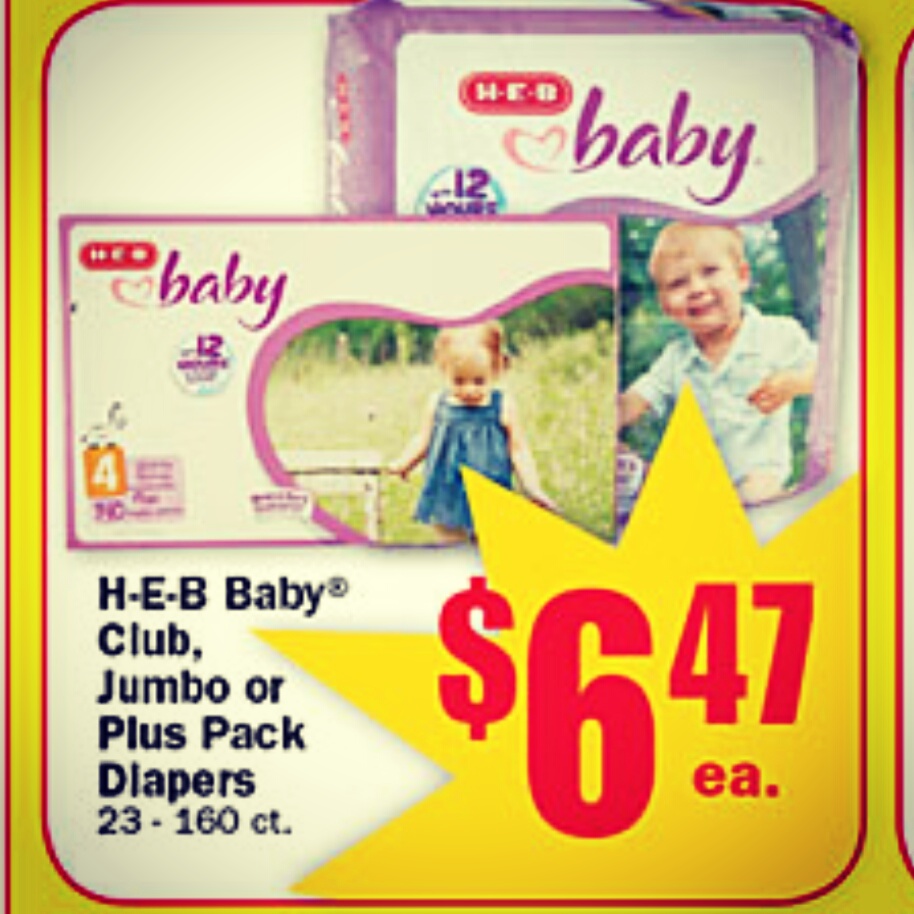 Melissa's Coupon Bargains 160ct box of diapers at 6.47ea. at HEB