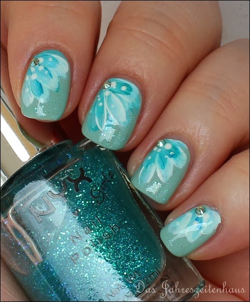 Blüten Türkis One Stroke Pinsel Blumen Turquoise Flower 8 Blüten Türkis One Stroke Pinsel Blumen Turquoise Flower 8