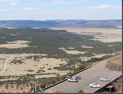 view of parking lot from path around rim of Capulin Volcano