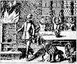 Mylius Philosophia Reformata Fig 05 Calcination On The Left An Alchemist Bearing Tongs