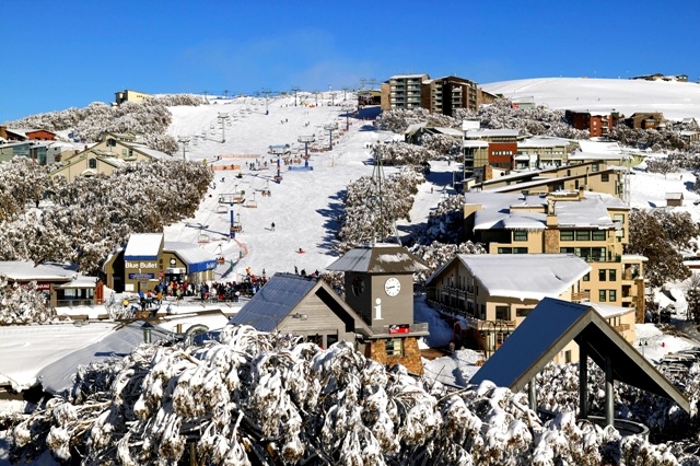Snow covered rooves on Bourke St village Snow covered rooves on Bourke St village