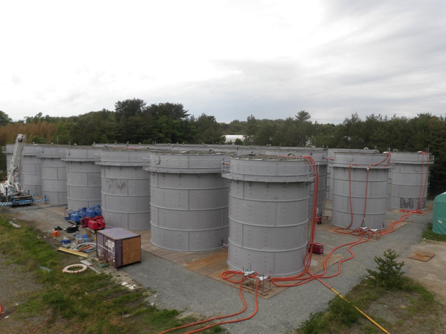 Temporary water storage tanks at the Storage Area (North Side) of the Fukushima Daiichi Nuclear Power Station. These tanks are used for storing low-level radioactive materials in Unit 5 and 6, 27 May 2011. TEPCO