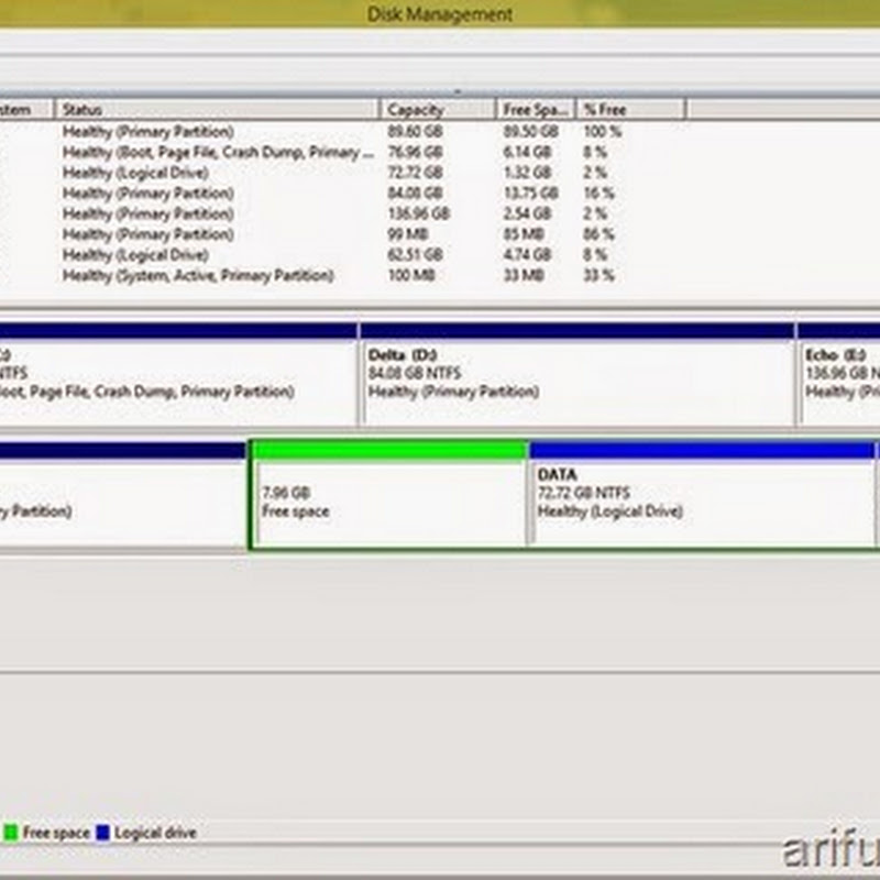 Mengatasi partisi Free Space pada Disk Management tidak bisa dihapus dan dibuat