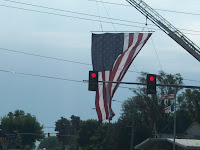 Flag being flown by the Washington Fire Department at the Washington Fire Station