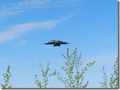 Air Force transport from Elmendorf ABF flying into Army's Fort Greely right over our boondock spot